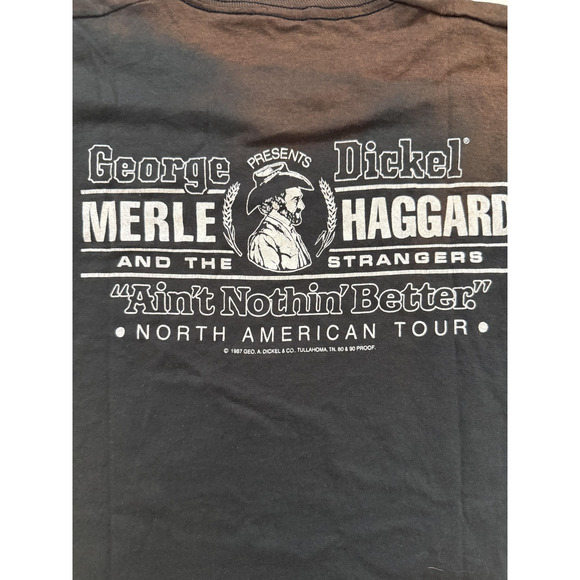 Vintage George Dickel Merle Haggard Shirt Mens Large Black 1987 Concert Tour 80s - Picture 1 of 10